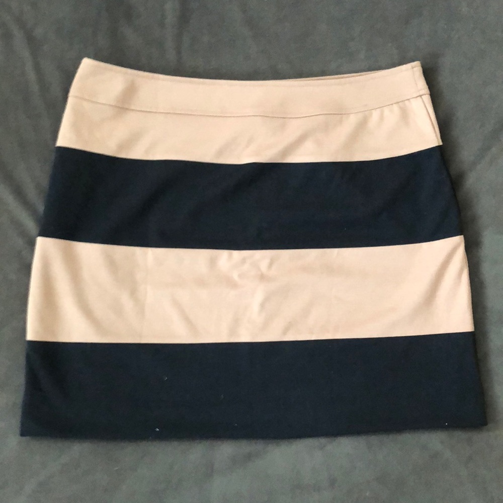 Tan and black striped mini skirt